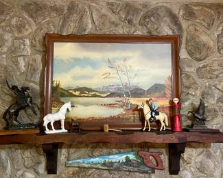 ORIGINAL PAINTING, PAINTED SAW,  HORSES