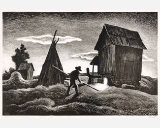 28. Thomas Hart Benton "Night Firing" Lithograph (1943)