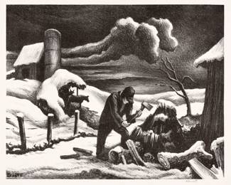 16. Thomas Hart Benton "The Woodpile" Lithograph (1939)