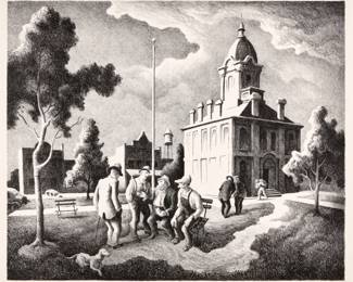 46. Thomas Hart Benton "County Politics" Lithograph (1973)