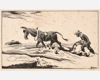 3. Thomas Hart Benton "Plowing It Under" Lithograph (1934)