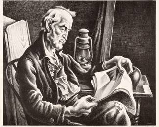 22. Thomas Hart Benton "Old Man Reading" Lithograph (1941)