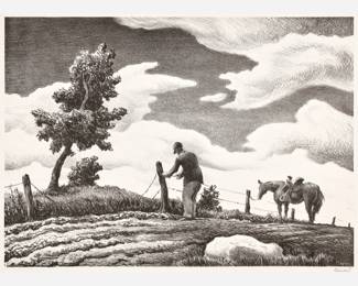 20. Thomas Hart Benton "The Fence Mender" Lithograph (1940)