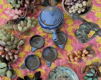 variety of stone fruits (agate, quartz, amethyst) 
