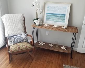 Foyer table; rocking chair