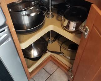 Cabinetry detail: lazy Susan. Pots & pans