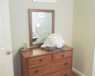 Sturdy wood dresser; matching mirror