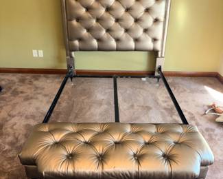 Matching champagne finished tufted bench