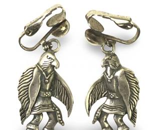 Signed Sterling Silver Eagle Warrior Dangle
