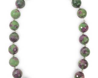 Chunky Ruby Zoisite Faceted Bead Necklace
