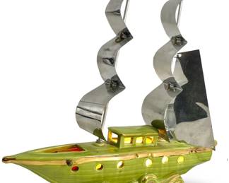 Mid Century Modern Ceramic Sailboat Lamp

