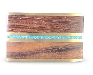 Signed Kenneth Reid Turquoise Inlay Belt Buckle
