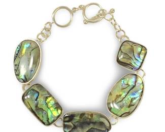 Impressive Sterling Silver Abalone Shell Bracelet
