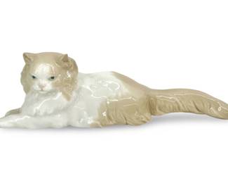 Lladro NAO Porcelain ‘Angora Cat' Sculpture
