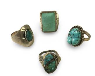 (4) Native American Sterling Turquoise Rings

