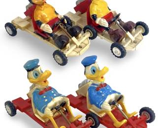 4pc Vintage Marx Donald Duck & Mickey Go-Carts
