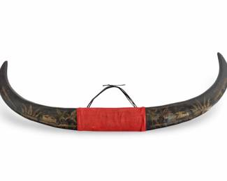 WWII Philippines Etched Water Buffalo Horn
