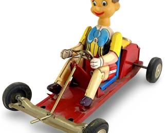 Vintage Linemar Disney Pinocchio Go-Kart Toy
