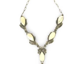 Native American Art Deco Silver MOP Necklace
