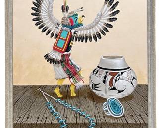 Signed Jimmy Yellowhair Native Oil Still Life
