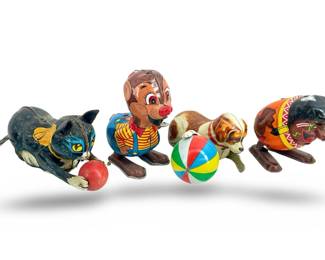4pc Vintage Marx Wind-Up Tin Toys
