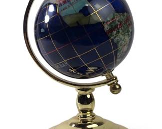 Blue Lapis Inlaid Semi Precious Mini World Globe
