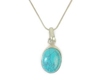 Sterling Silver Turquoise Pendant Necklace
