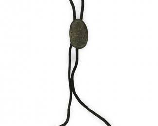 Native American Etched Silver Bolo Tie
