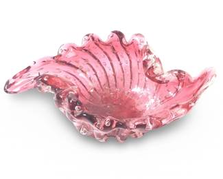 Vintage Murano Cranberry Art Glass Bowl
