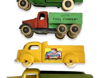 4pc Vintage “Tootsie Toy" Tin Truck Collection

