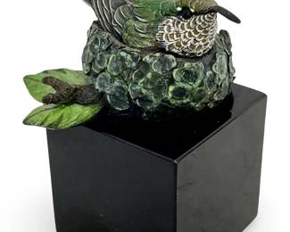 Bronze Hummingbird in Nest Paperweight
