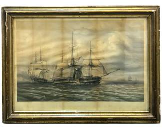 Vintage B. Russell Seascape Lithograph
