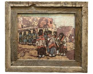 Signed Judi “The Basket Dance" Batik Art
