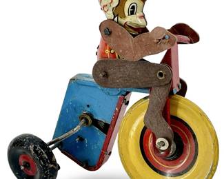 Vintage Tin Marx Monkey Tricyclist Toy
