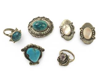 (6pc) Assorted Native American Sterling Silver
