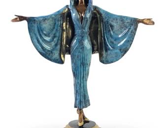 Signed Julius Erte Art Deco Model Showgirl Bronze
