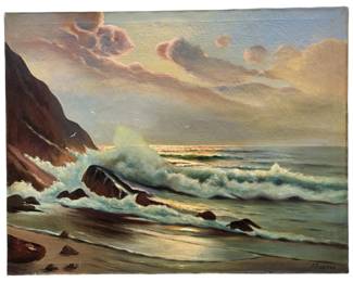 Signed Frank Ferruzza Atlantic Seascape Oil on Canvas
