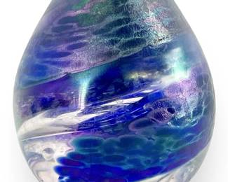 Hand Blown Iridescent Art Glass Paperweight
