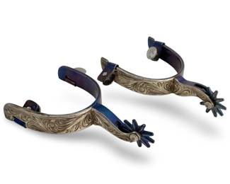 Vintage Mag. on. Blue Silver Inlay Boot Show Spurs
