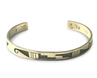 Vintage Hopi Silver Kiva Wave Cuff Bracelet

