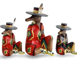Signed Robert Shields Ceramic Coyote Sculptures
