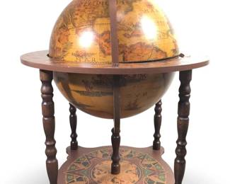 Italian Rolling Mobile World Globe Dry Bar
