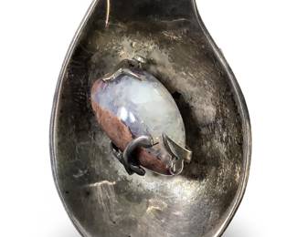 Sterling Silver Opal Gemstone Pendant Brooch
