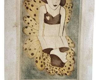 Signed Peter Barger Handcolored Etching
