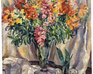 Signed D. Nelke Floral Oil on Canvas
