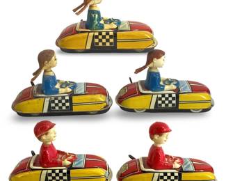 Marx Tin Litho Wind-Up Bobblehead Cars
