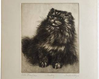 Signed Linda Lloyd Etching “Smokey" Artist Proof
