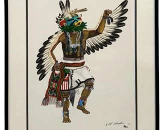 Signed C. Bahnimptewa Kachina Dancer Mixed Media
