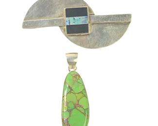 (2pc) Sterling Silver Brooch and Pendant
