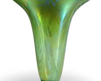 Lundberg Studios Green Iridescent Art Glass Vase
